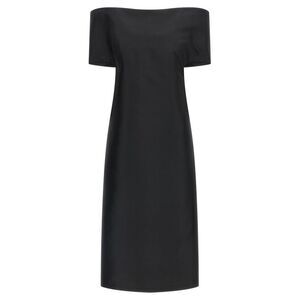 Jil Sander Black Silk Midi Women's Dress
